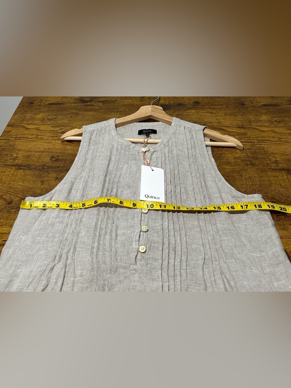 Quince Women 100% European Linen Sleeveless Mini Swing Dress Flax - Picture 8 of 9